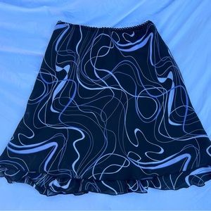 Black midi skirt with blue waves